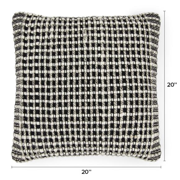 Article Ren Large Square Throw Pillow Black Weave Wool Textured Decor Cushion - Picture 6 of 11